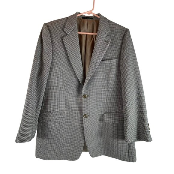 Ralph Lauren Wool Micro Houndstooth Blazer Sport Coat Jacket Mens 40s 2 Button - Picture 1 of 9